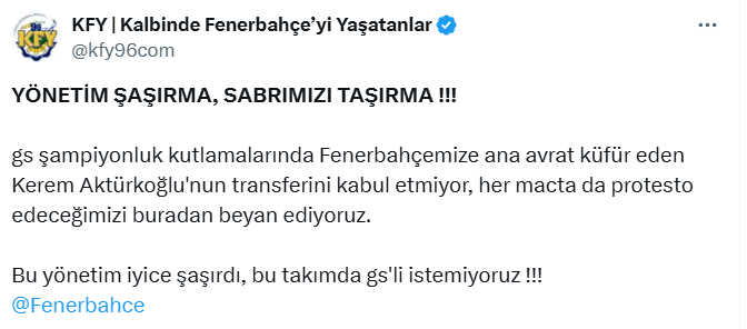 Fenerbahçe Taraftarından Tepki